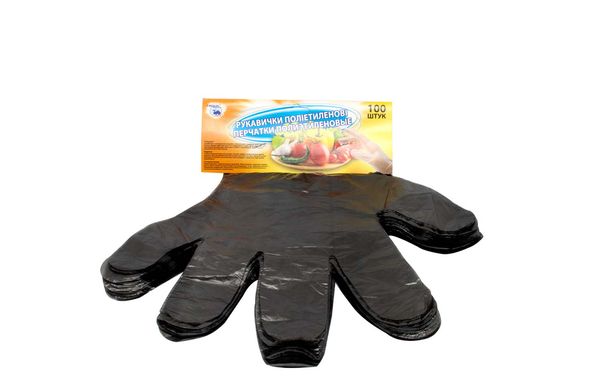 Перчатки ПЭ на картонной планке черные (100 шт)