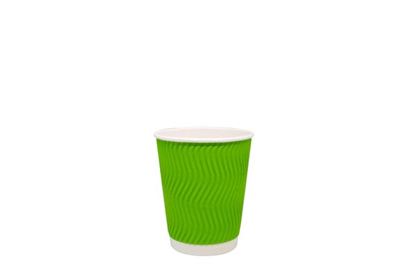 250 мл. стакан гофрированный двухслойный волна зеленый (30 шт/рук) Кр-79