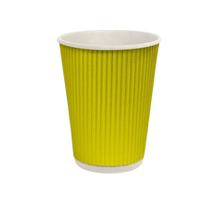 300 мл. стакан двошаровий гофрований жовтий (20 шт/уп) КР-80