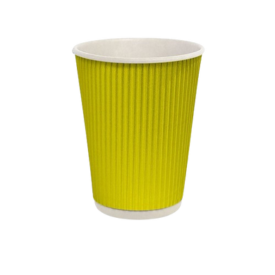 300 мл. стакан двошаровий гофрований жовтий (20 шт/уп) КР-80