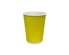 185 мл. стакан двошаровий гофрований жовтий (25 шт/рук) Кр-69
