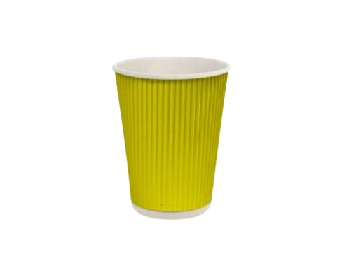 185 мл. стакан двошаровий гофрований жовтий (25 шт/рук) Кр-69