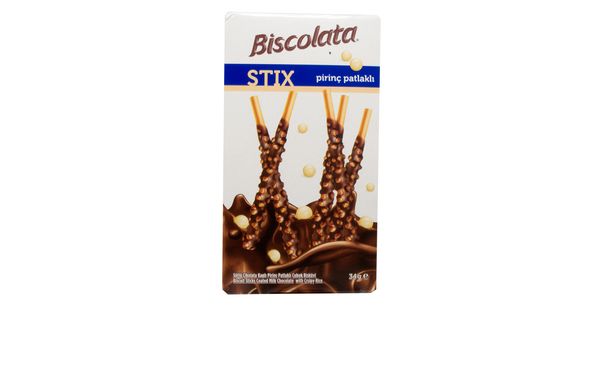 Соломка «Biscolata Stix Milky» в молочному шоколаді з рисовими кульками 34г
