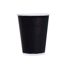 500мл. стакан двухслойный рифленый черный (25 шт/уп)