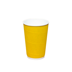500 мл. стакан двухслойный гофрированный желтый (25 шт/рук) КР-90