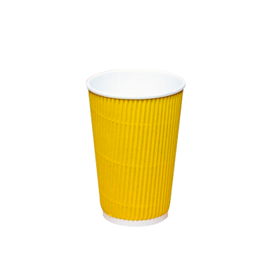 500 мл. стакан двошаровий гофрований жовтий (25 шт/рук) КР-90