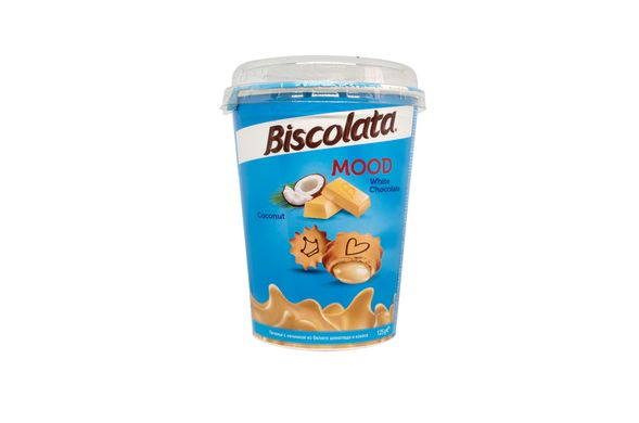 Печиво "Biscolata mood COCONUT" з кремовою начинкою з білого шоколаду та кокосу 125гр