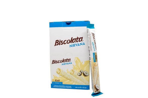 Трубочки "Biscolata Nirvana" з кокосовою начинкою 26г