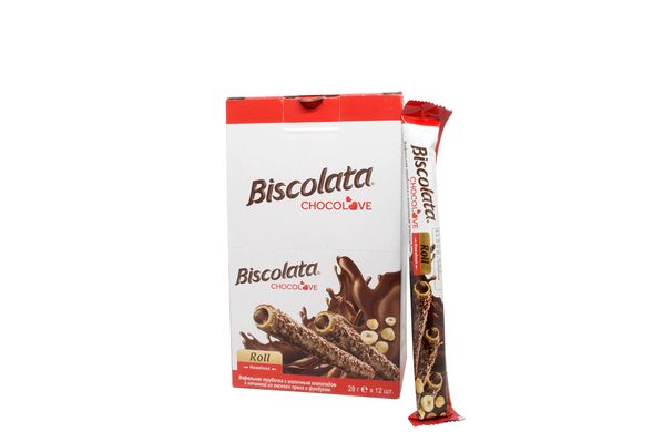 Трубочки "Biscolata Nirvana" з шоколадно горіховою начинкою 28г