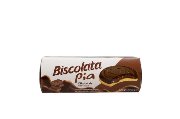 Печенье "Biscolata Pia Сhocolate" с шоколадным кремом и черным шоколадом 100г